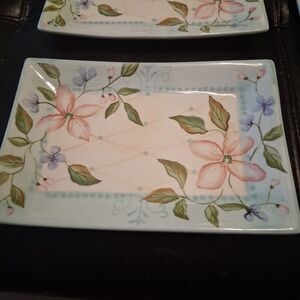 Zrike brand hand-painted ceramic Dish Set Of 4 Foral Rectangular Ceramic Plates